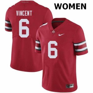 Women's Ohio State Buckeyes #6 Taron Vincent Red Nike NCAA College Football Jersey Damping FHH6344OJ
